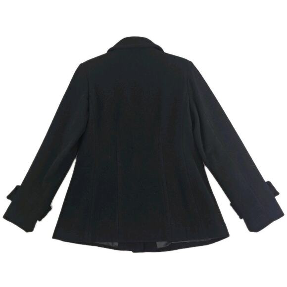 Anne Klein AK ~Woman Size M~ Black Wool Blend Jacket Pea Coat Fully Lined. - Picture 8 of 14